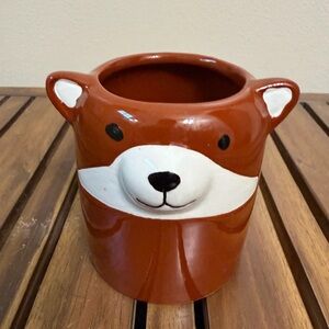 Ceramic Dog Planter for Succulents/Plant- Rust Brown & White